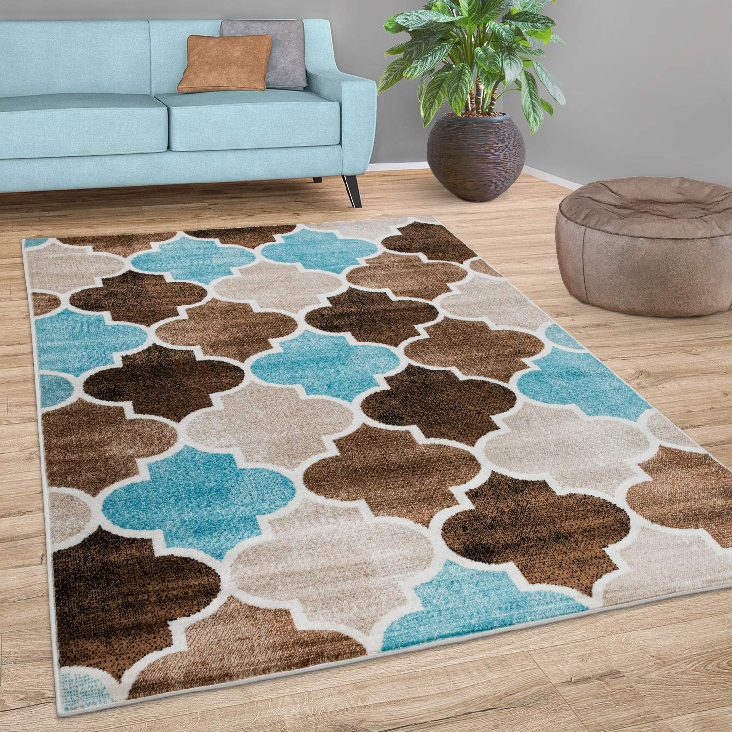 Light Blue and Brown Rug Amazon.com: Colorful area Rug for Living Room with Modern Moroccan …