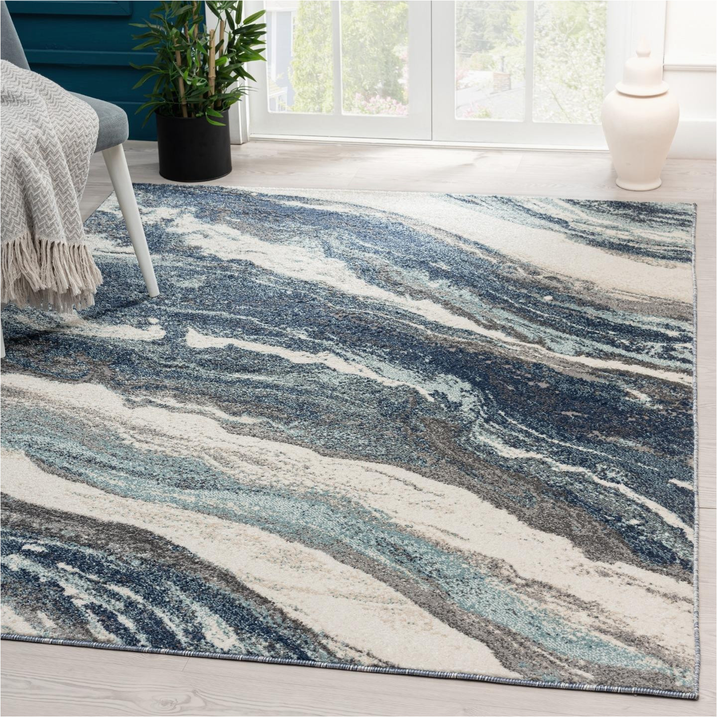 Light Blue Rug Walmart Luxe Weavers Geometric Abstract Blue 9×12 Art Deco Marble Swirl area Rug