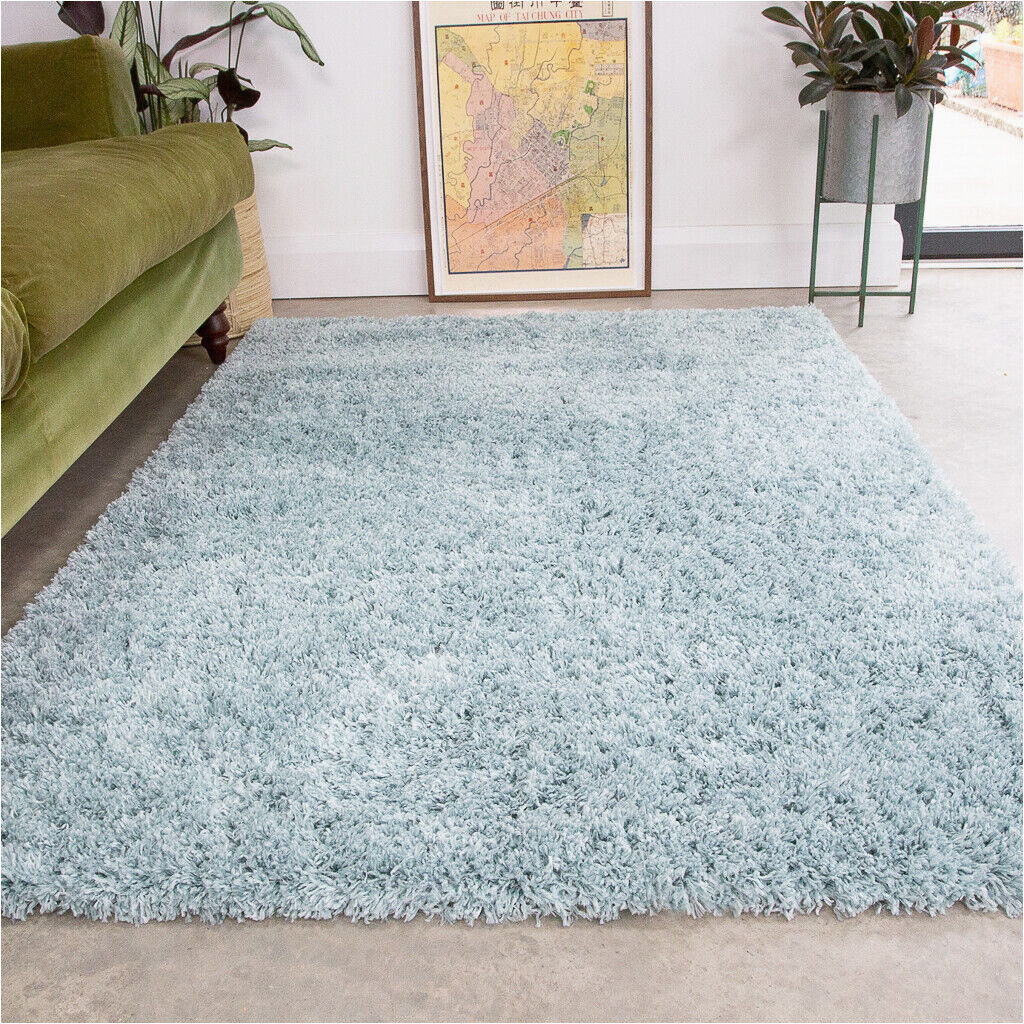 Light Blue soft Rug Duck Egg Shaggy Rug Thick soft Bedroom Rugs Light Blue Non Shed Living Room Rug