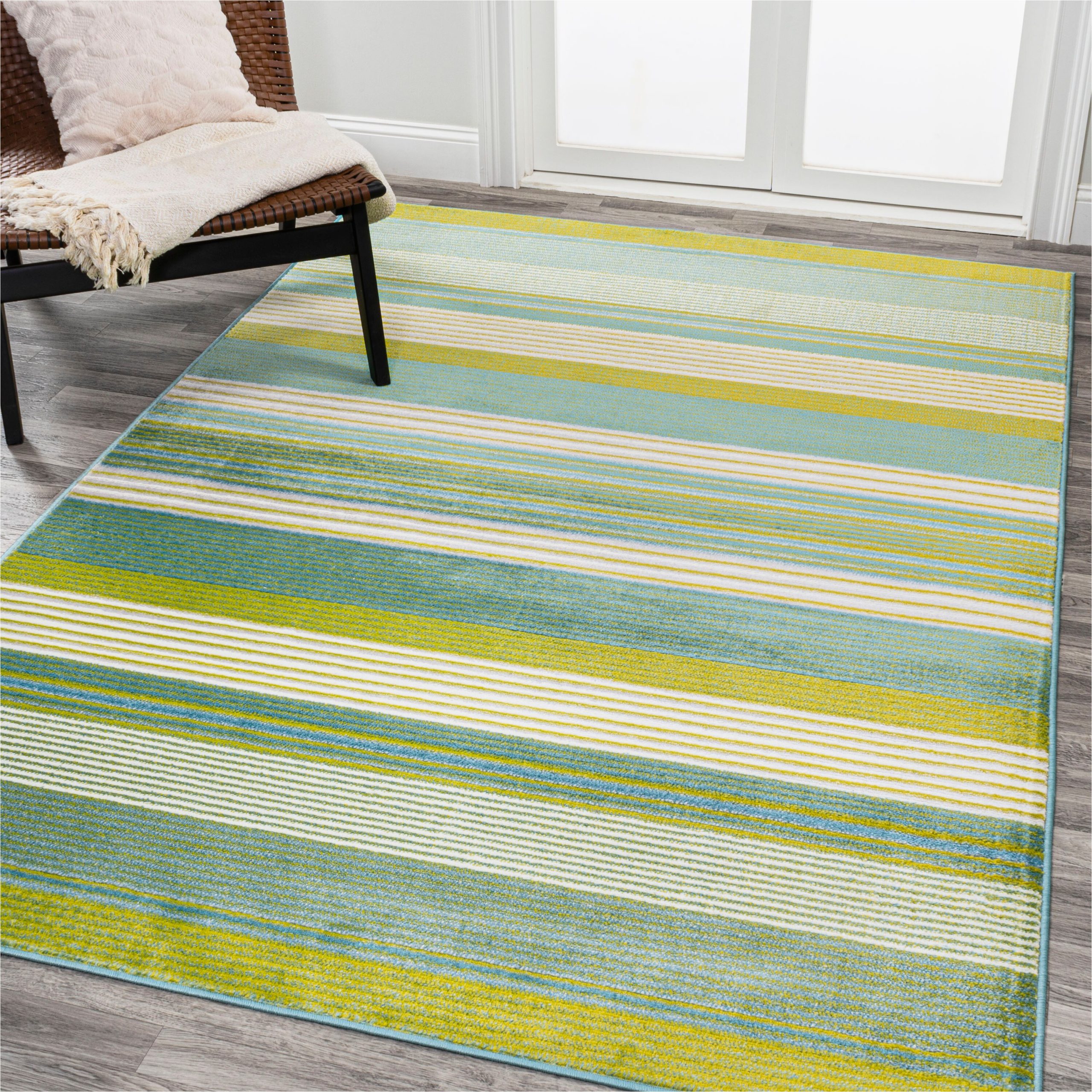 Lime Green and Blue Rug Jonathan Y Luxor 5 X 8 Green/blue Indoor Stripe Farmhouse/cottage …