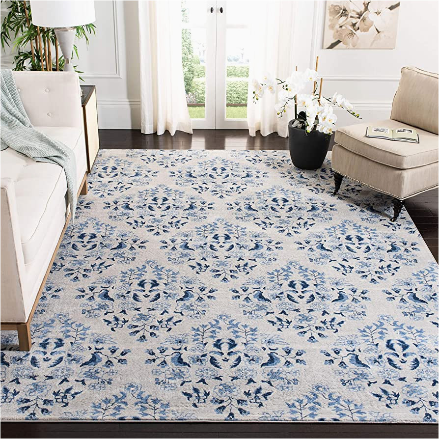 Martha Stewart Blue Rug Martha Stewart by Safavieh Collection 6′ X 9′ Cream/blue Msr2856d Floral Non-shedding Living Room Dining Bedroom area Rug