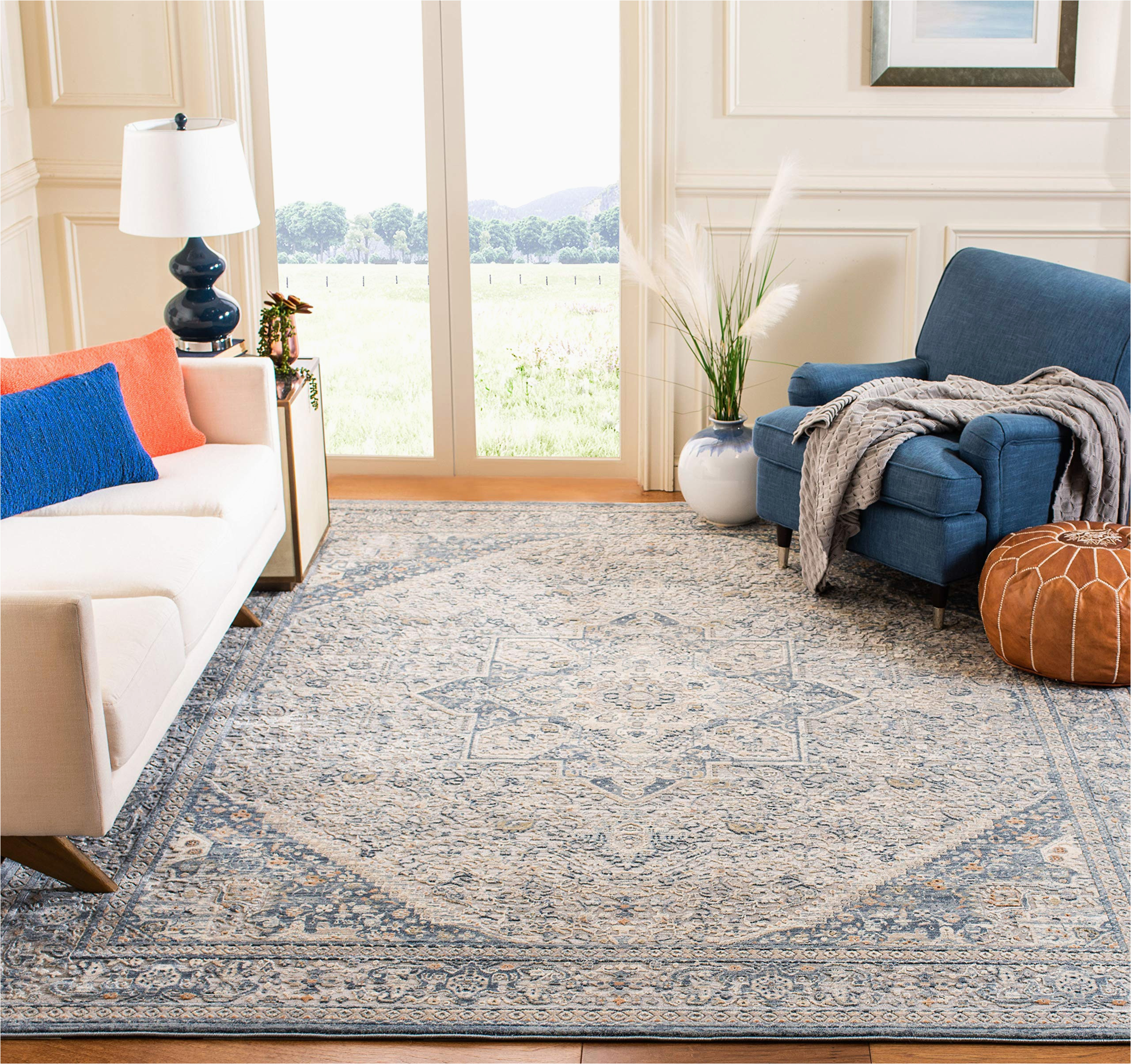 Martha Stewart Blue Rug Martha Stewart by Safavieh Collection 8′ X 10′ Cream/blue Msr689m Grove Living Room Dining Bedroom area Rug