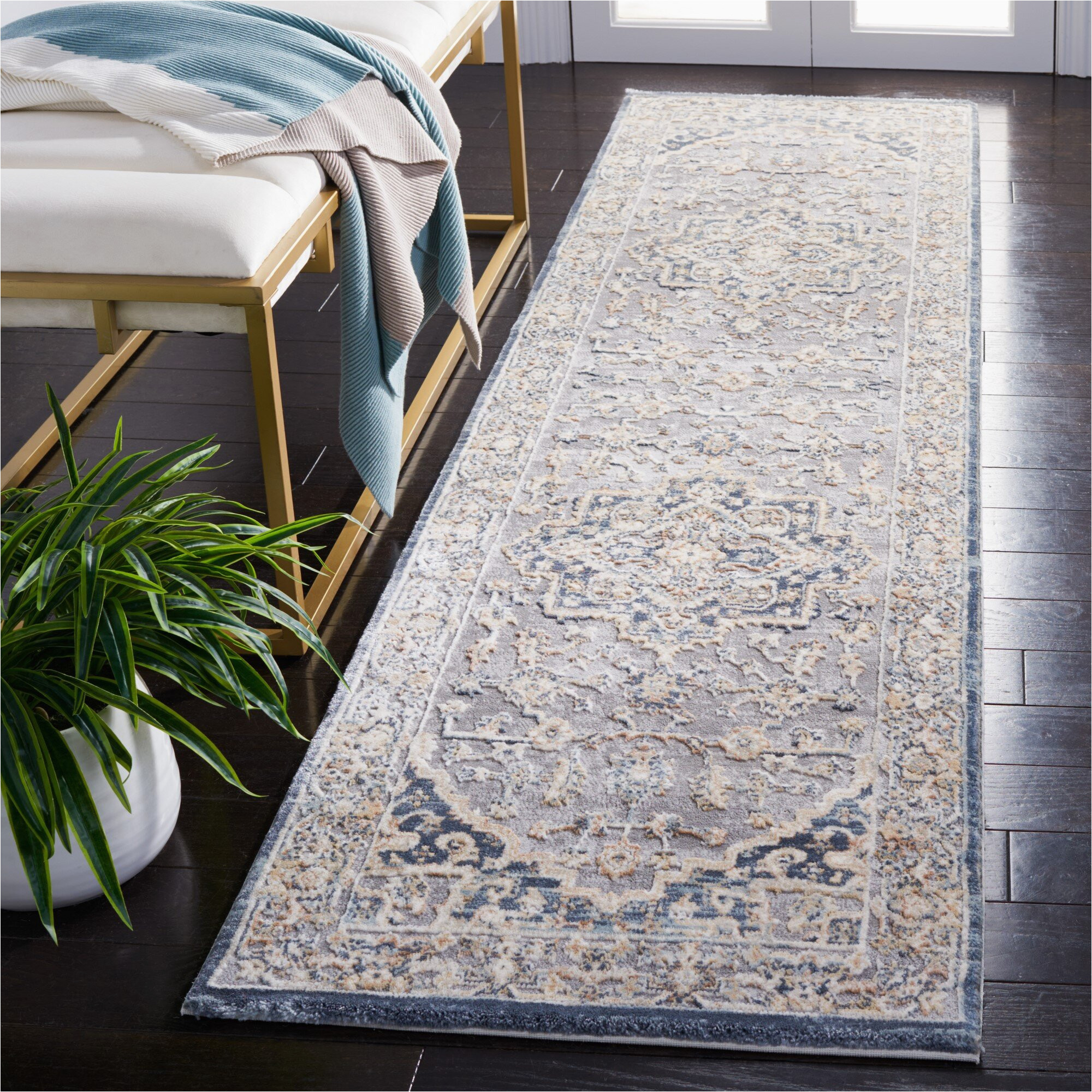 Martha Stewart Blue Rug Martha Stewart oriental Cream/blue area Rug