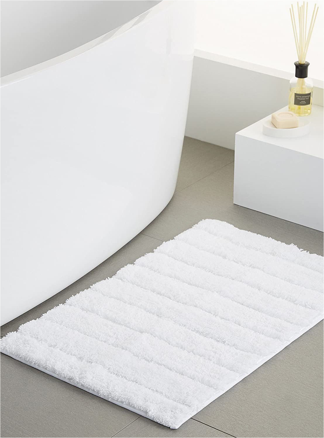 Micro Polyester Bath Rug Autohigh Non Slip Backing Microfiber Shaggy Bathroom Mats 17 X 24 Inches Basic White Bath Rugs