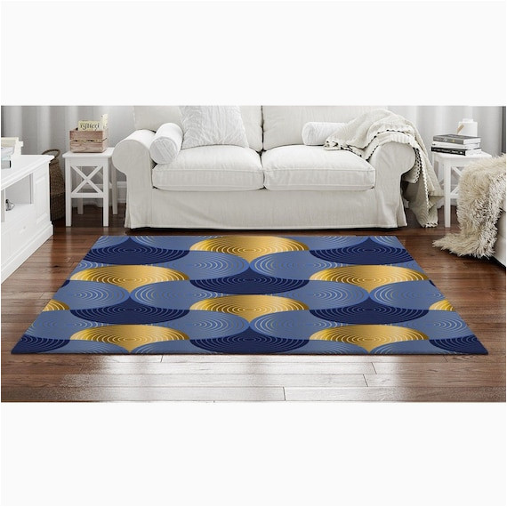 Navy Blue Accent Rug Blue and Gold Pattern Rug Navy Blue area Rug Navy Blue and – Etsy.de