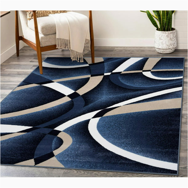 Navy Blue Accent Rug Persian area Rugs Navy Modern Abstract area Rug 4×5
