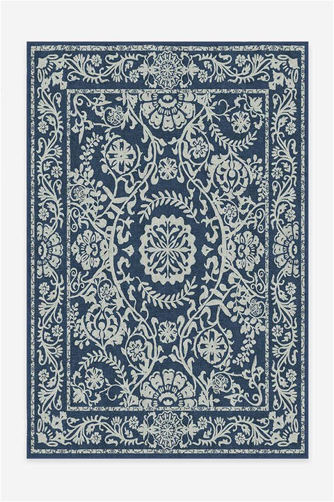 Navy Blue and Teal Rug Delphina Marineblau Teppich