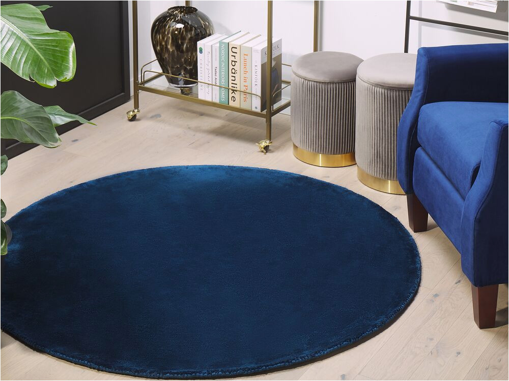 round viscose area rug o 140 cm navy blue gesi ii