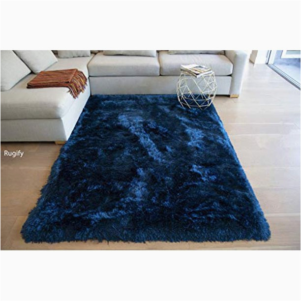 Navy Blue Shaggy Raggy Rug La Rug Linens Shaggy Shag California Collection Hand Woven Navy Blue Dark Blue Color area Rug Carpet Rug 5′ X 7′ Feet solid Plush Bedroom Living Room …