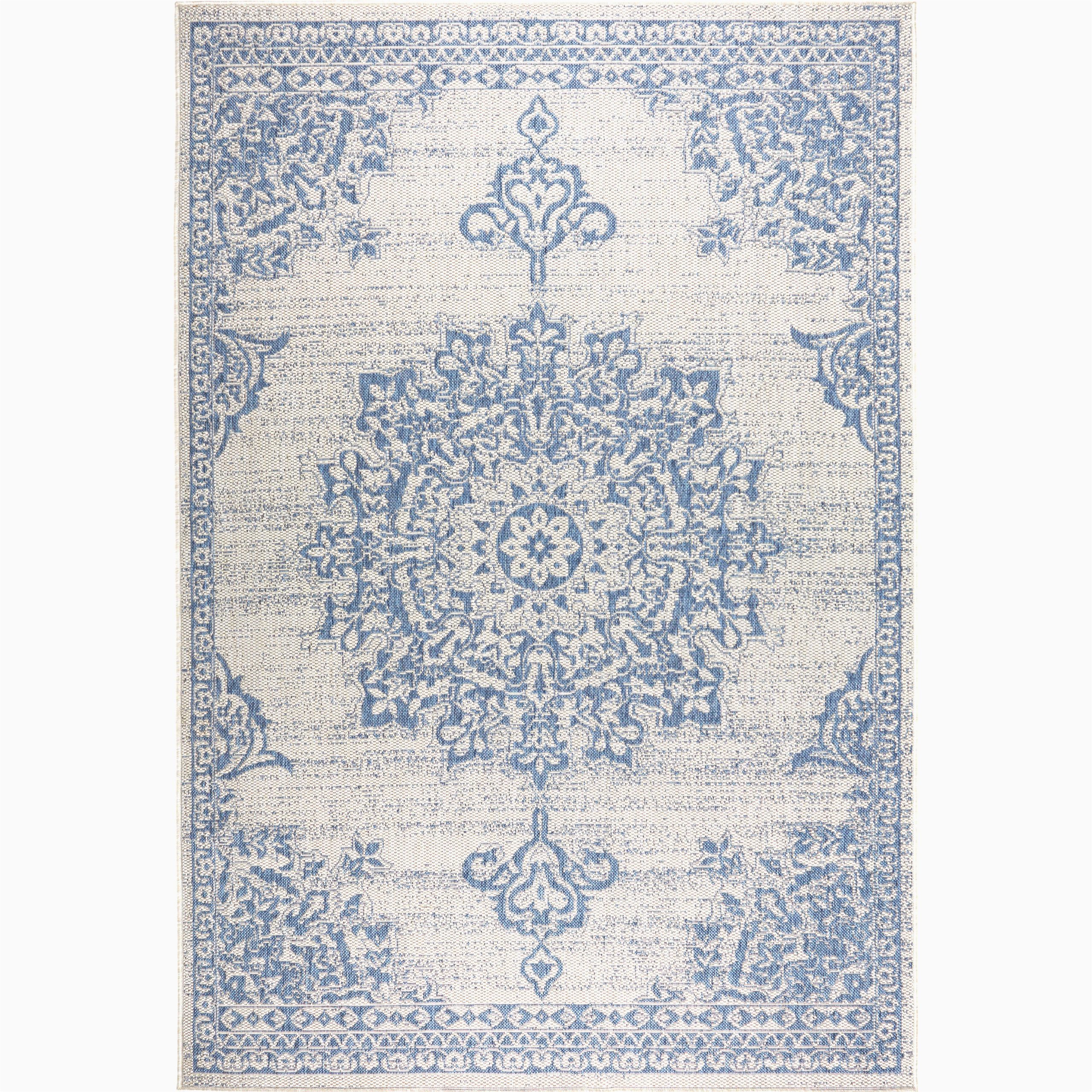 Nicole Miller Rug Blue Medallion oriental 5′ X 7′ Gray/blue Indoor/outdoor area Rug