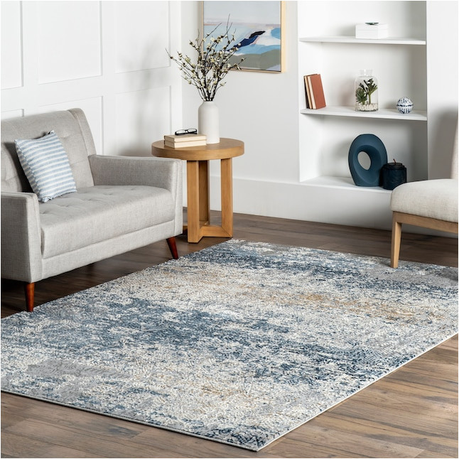 Nuloom Blue area Rug Nuloom 8 X 10 Blue Indoor Abstract Vintage area Rug In the Rugs …