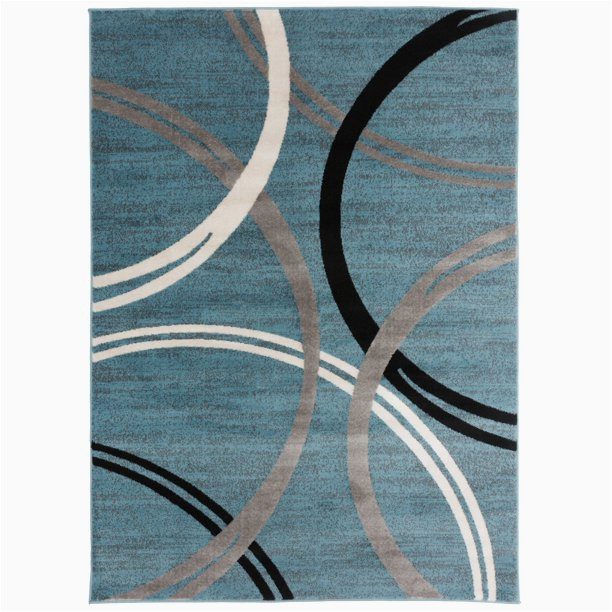 Osti Abstract Circles area Rug Modern Abstract Circles Design area Rug 5′ 3″ X 7′ 3″ Blue