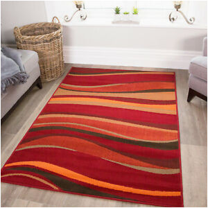 Red orange and Brown area Rugs Details About Warm Red Brown Burnt orange Waves Rug Best Quality Small Large Xl Mats 6 Sizes