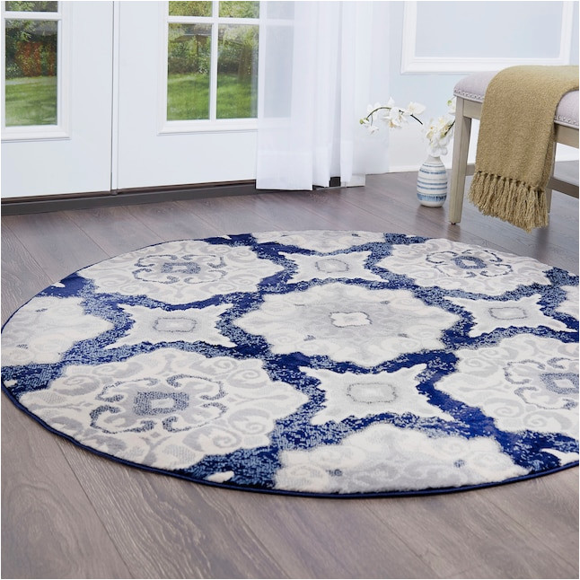 Round Dark Blue Rug Home Dynamix Tremont Salem Navy Blue Round Indoor Medallion area …