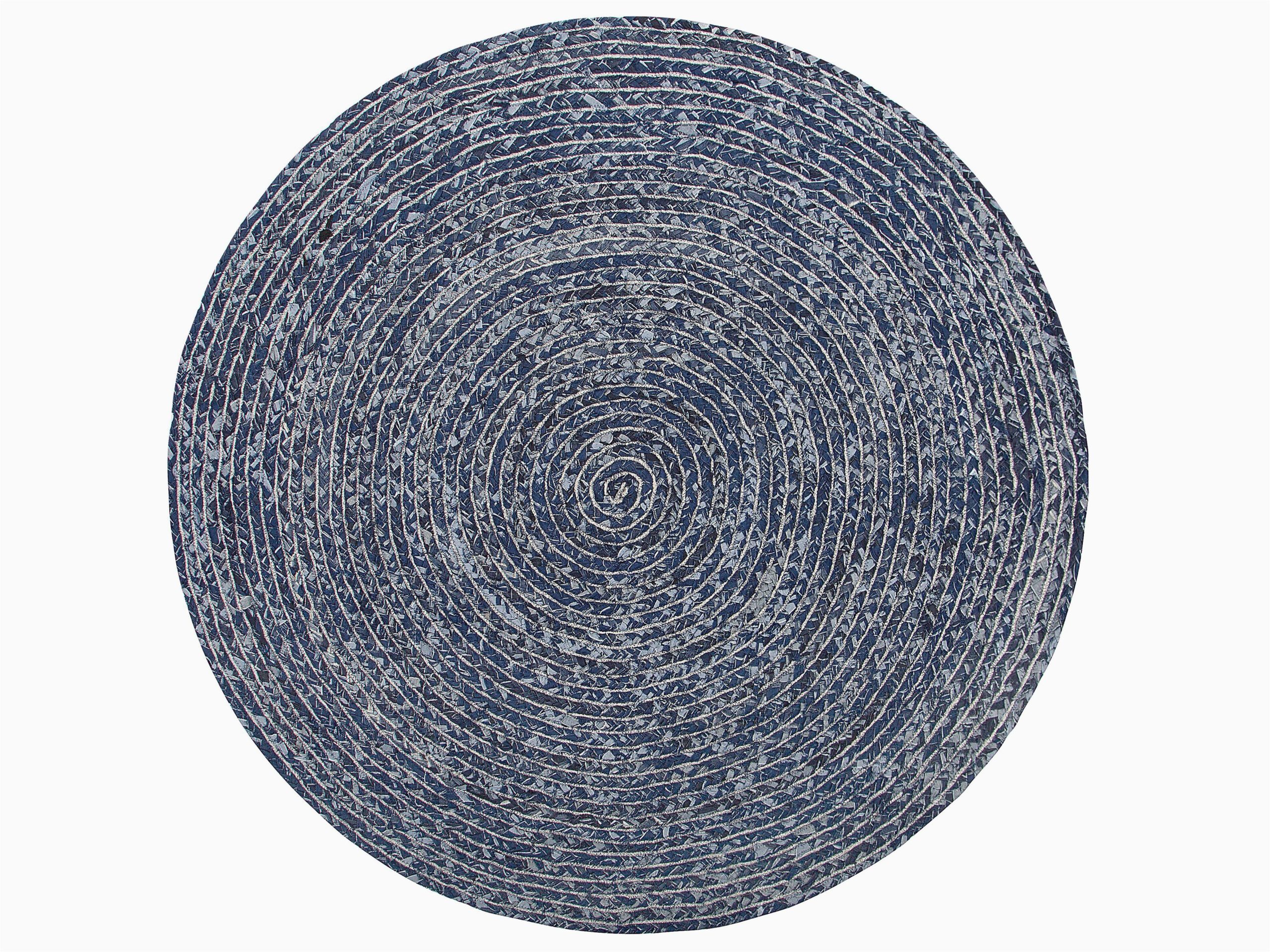 Round Dark Blue Rug Round Denim area Rug â 140 Cm Dark Blue Buluca Beliani.de