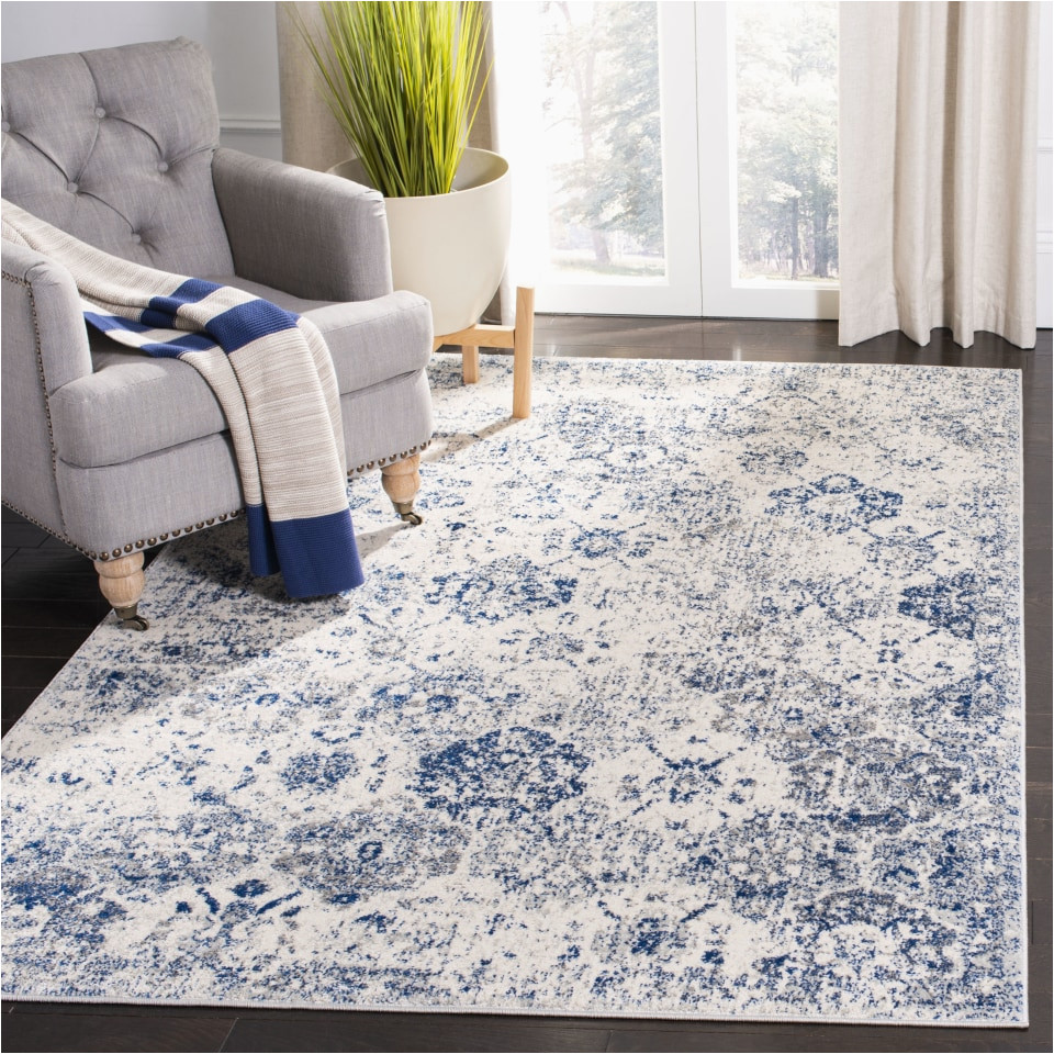 Safavieh Blue and White Rug Safavieh Madison Lyton 3 X 5 White/royal Blue Indoor Distressed …