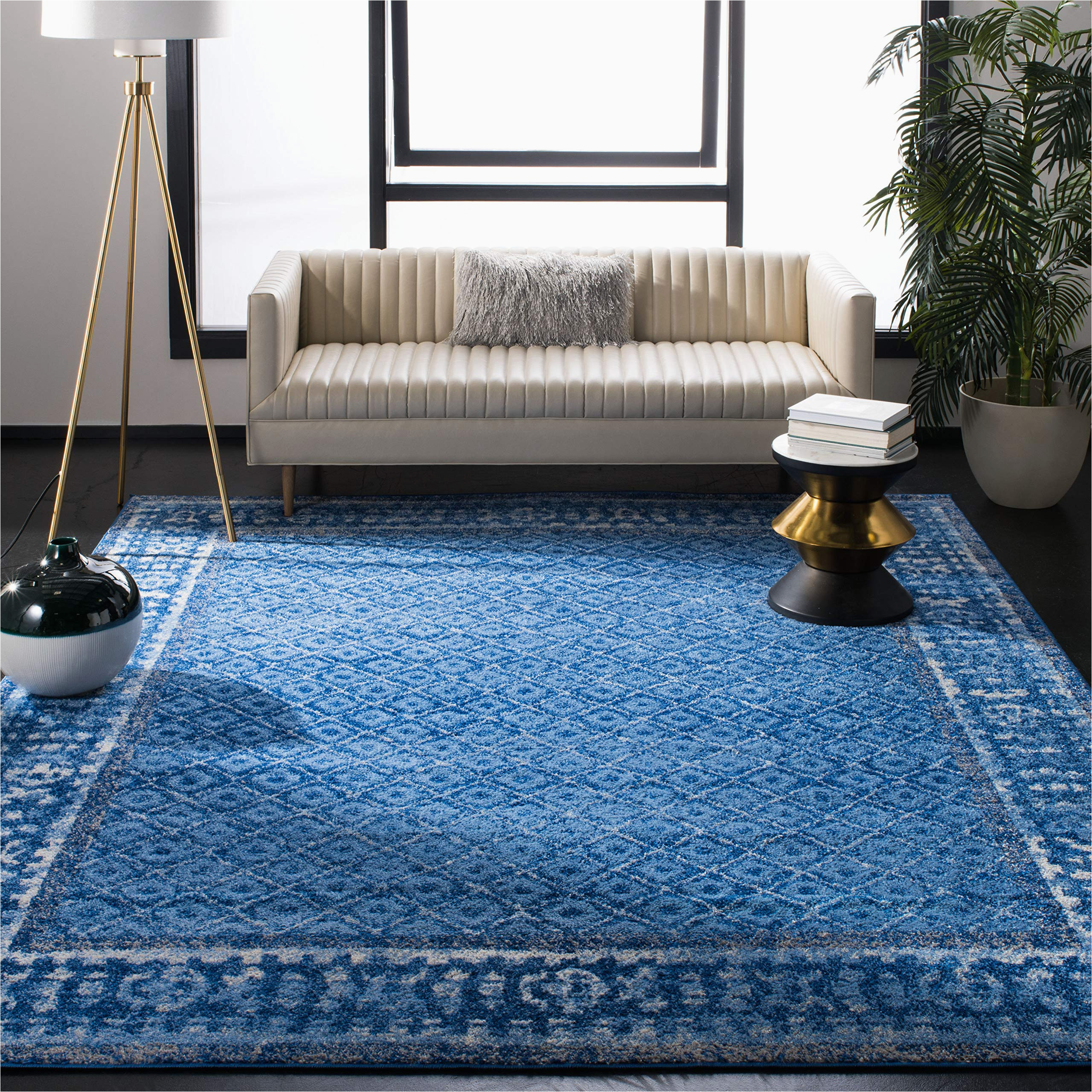 Safavieh Light Blue Rug Safavieh Adirondack Collection 9′ X 12′ Light Blue / Dark Blue Adr110f Distressed Non-shedding Living Room Bedroom Dining Home Office area Rug