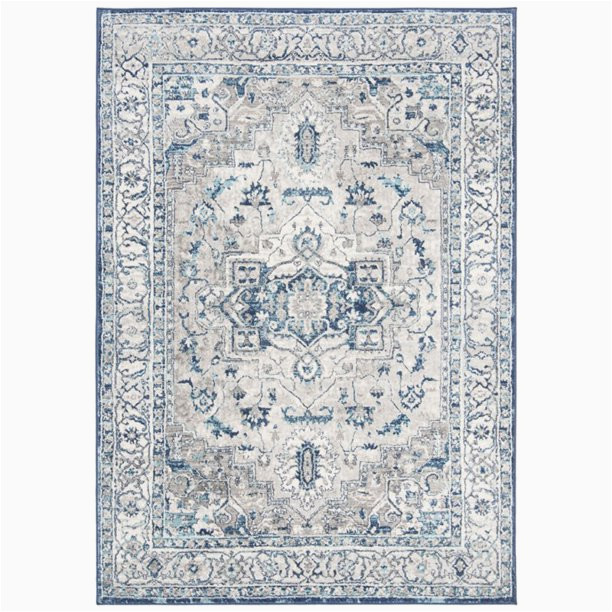 Safavieh Rugs Blue and White Safavieh Brentwood Kerstin Traditional area Rug, Light Grey/blue, 2′ X 4′