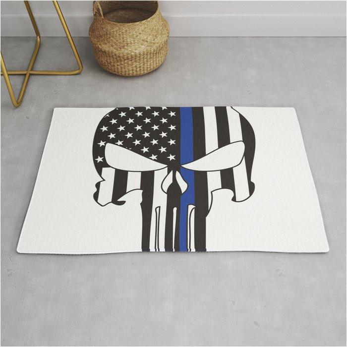 Thin Blue Line Rug Punisher Skull American Flag Thin Blue Line Rug by Design Gallery …