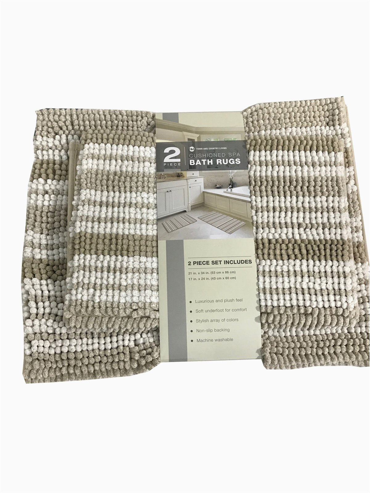 Town and Country Living Cushioned Spa Bath Rugs town Country Living 2 Piece Cushioned Spa Bath Rugs Set 2134 and 1724 In Brown