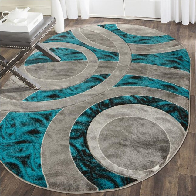 Turquoise Blue area Rugs Mda Rugs Seville 5 X 8 Turquoise/grey Oval Indoor Abstract area …