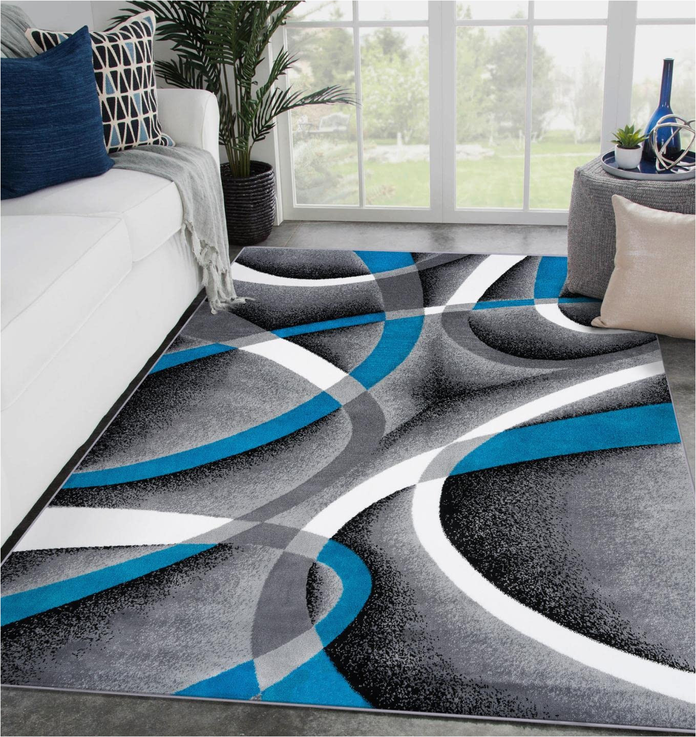 Turquoise Blue area Rugs Persian area Rugs 2305 Turquoise 5’2 X 7’2 Modern Abstract area Rug,2305 Turquoise 5×7