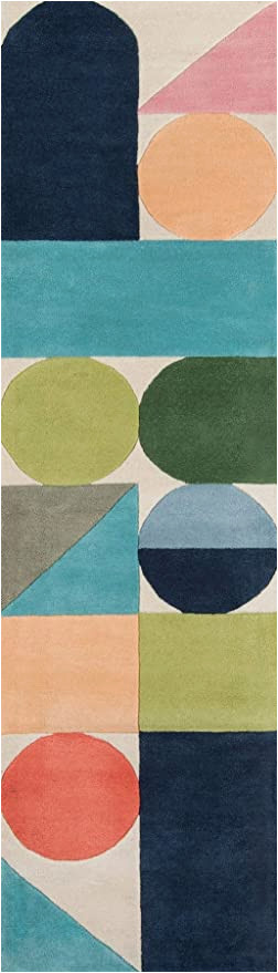 Wright Hand Tufted Wool Blue Green area Rug Novogratz Delmar Collection Wright area Rug, 2’3″ X 8’0″ Runner, Multicolor