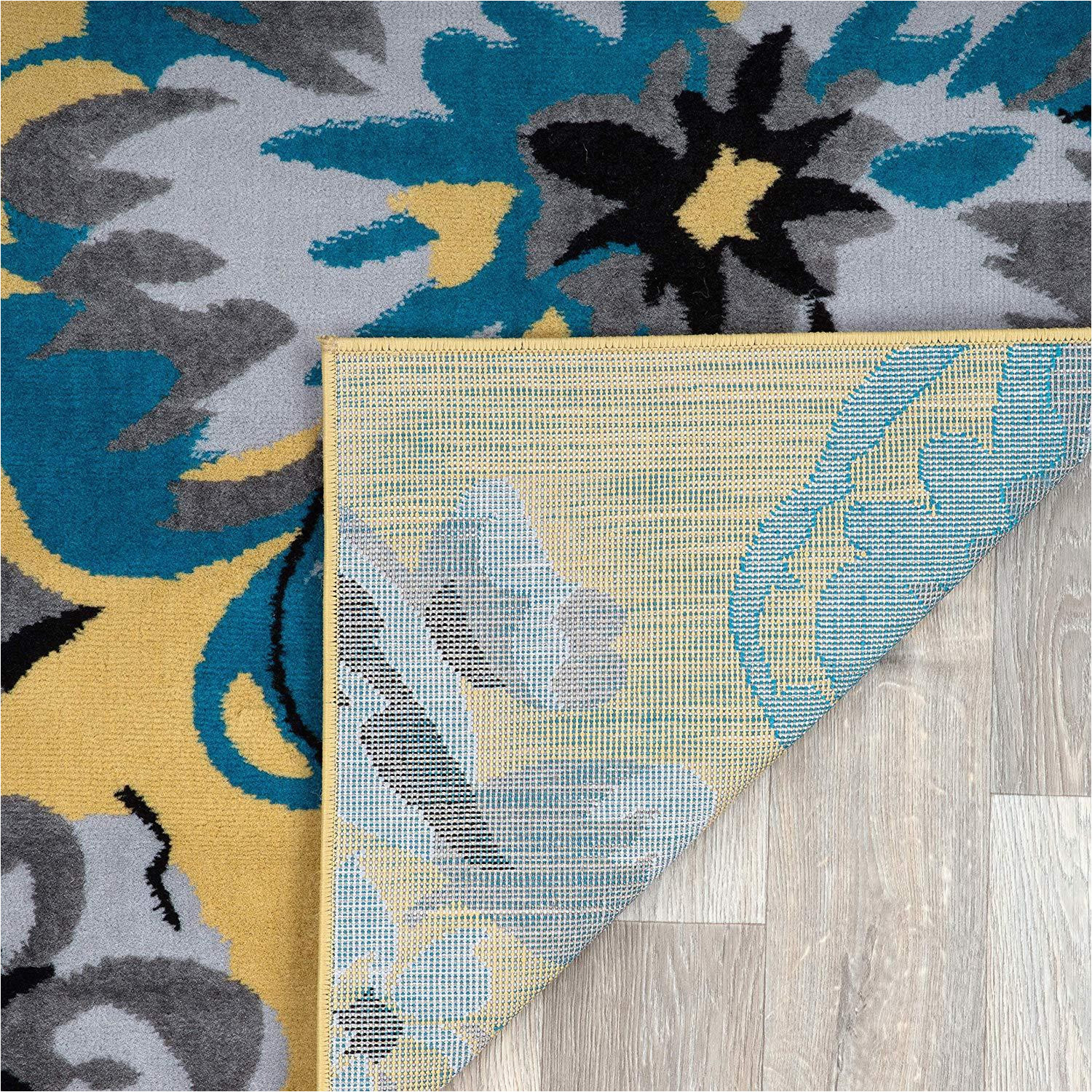 Yellow Turquoise and Gray area Rugs Floral Yellow Gray Teal Blue area Rugs â Modern Rugs and Decor