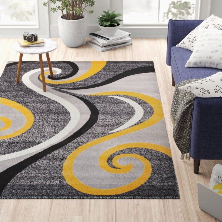 Yellow Turquoise and Gray area Rugs Gaeta Abstract Gray/yellow area Rug