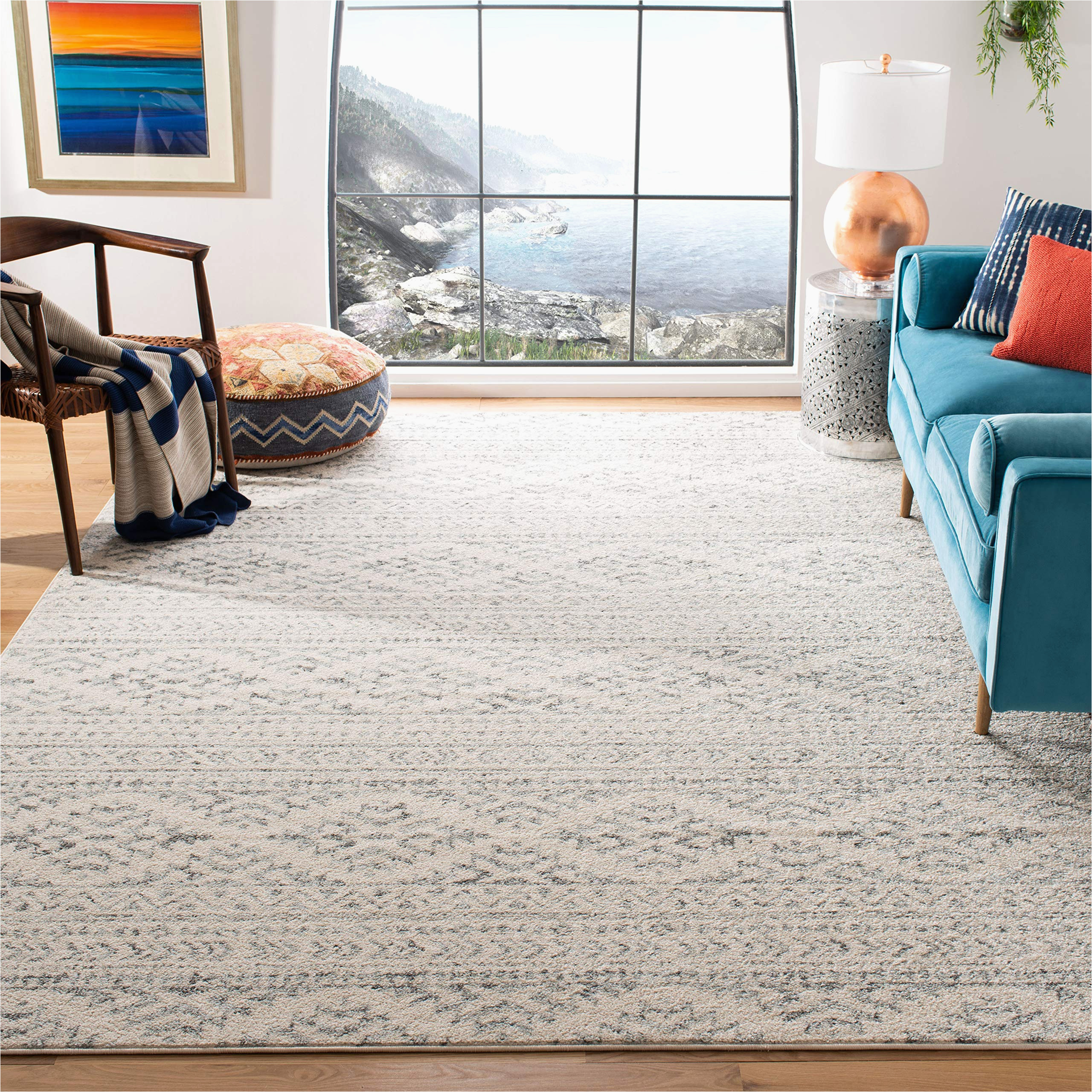 10 X 13 Wool area Rugs Safavieh Tulum Collection 10′ X 13′ Ivory/grey Tul272a Moroccan Boho Tribal Non-shedding Living Room Bedroom Dining Home Office area Rug