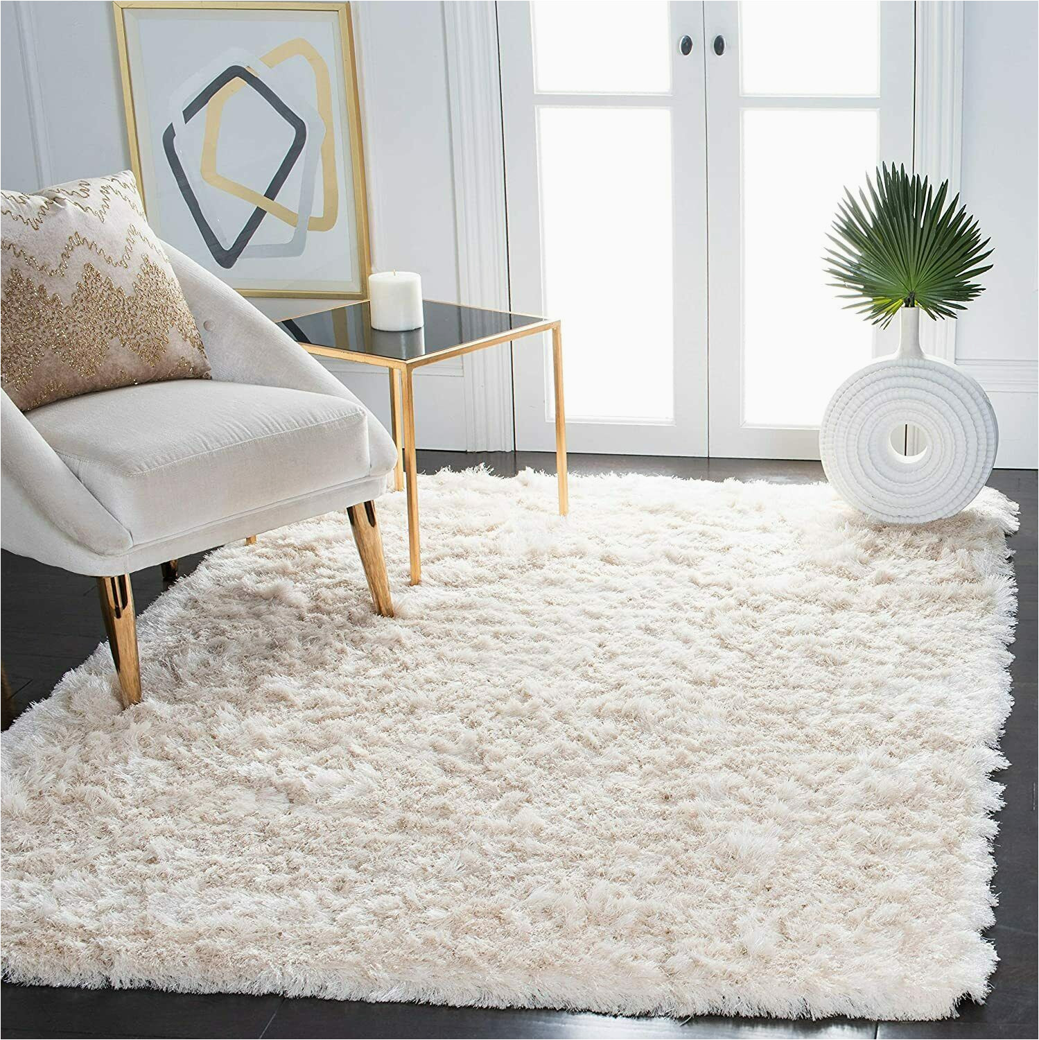 2.5 X 5 area Rug Safavieh Paris Shag Handmade Silken Glam 2.5-inch Thick area Rug Ivory 5 X 8 Ft