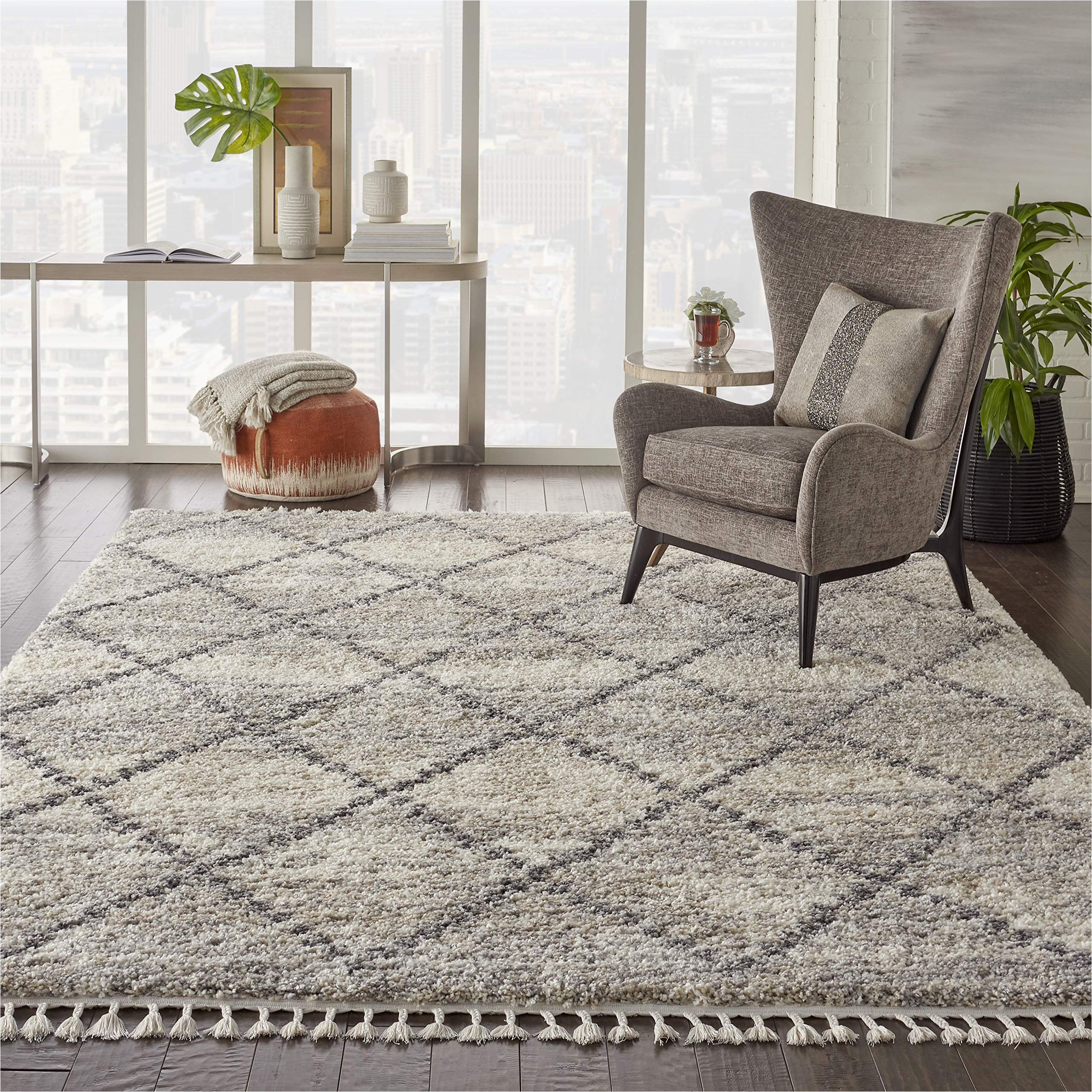 9 by 12 area Rugs for Sale Nourison Scandinavian Shag Ivory/grey 9′ X 12′ area Rug, Easy Cleaning, Non Shedding, Bed Room, Living Room, Dining Room, Kitchen (9×12)