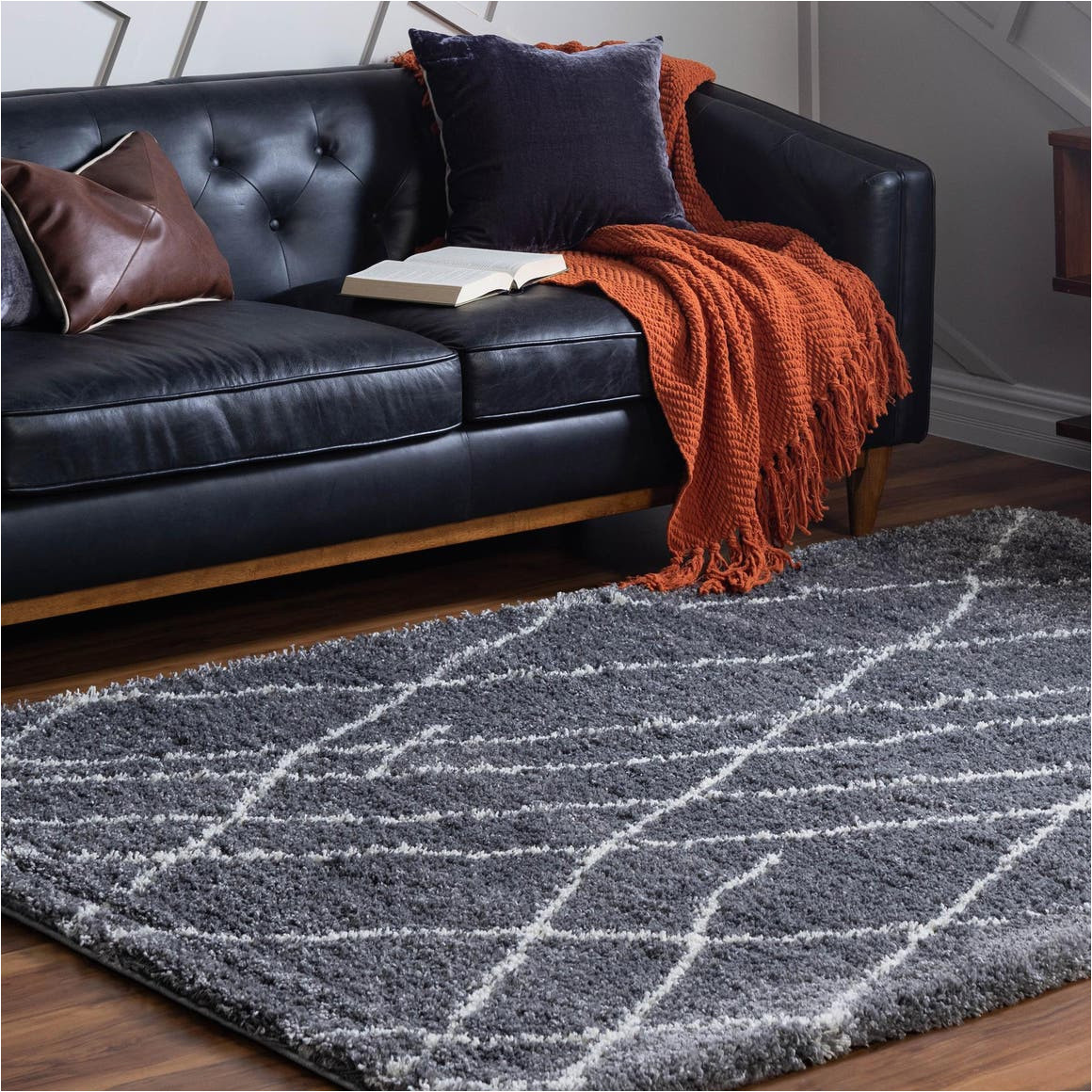 9×12 solid Color area Rugs Rugs.com soft touch Shag Collection area Rug â 9×12 Dark Grey Shag Rug Perfect for Living Rooms, Large Dining Rooms, Open Floorplans