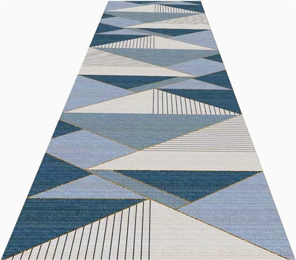Amazon area Rugs and Runners Hallway Rug Runner Grey/blue Washable Rugs Geometric Contemporary Large Carpet Runner with Non-slip Backing Can Be Cut Pet Friendly Short Pile Fabric