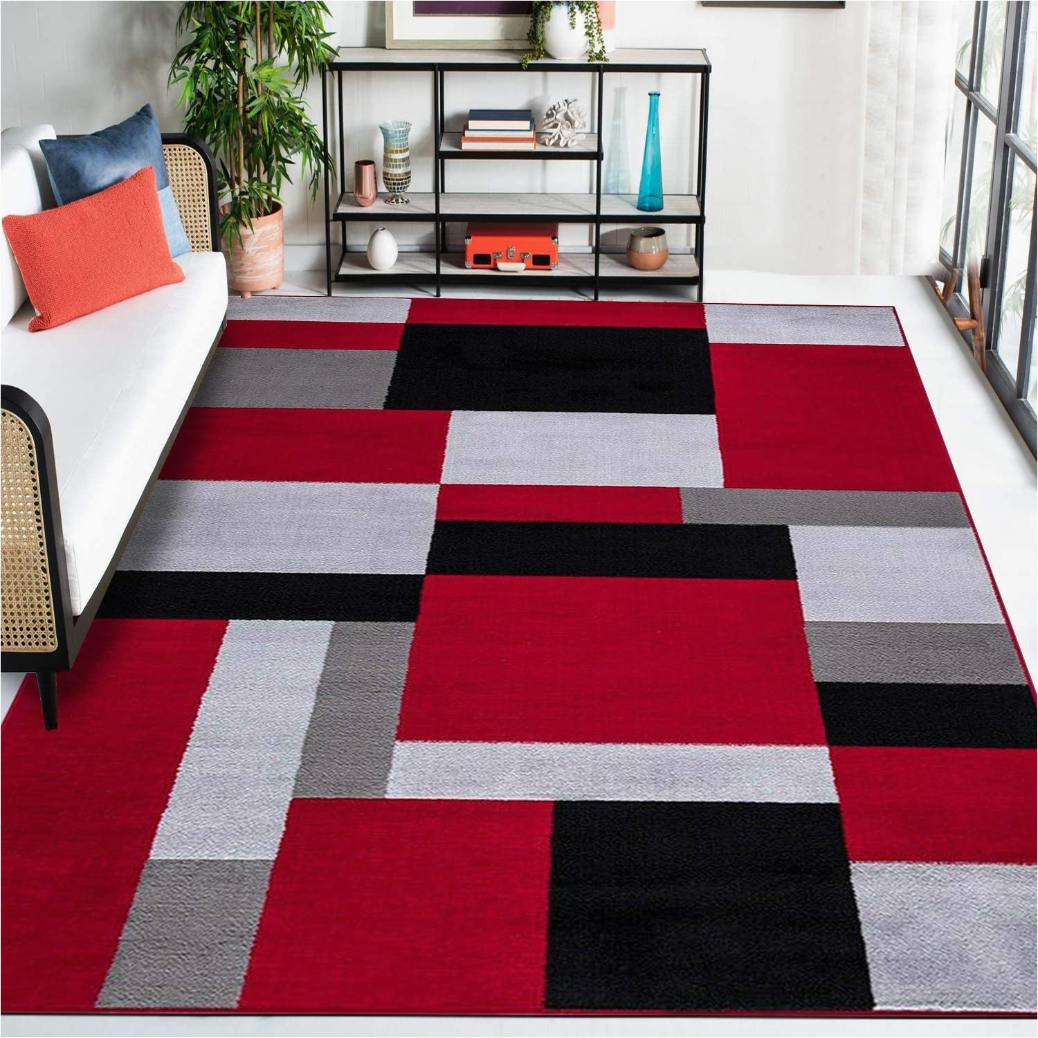 Area Rugs Black and Red Buy Geometric Rug Bedroom Carpet Living Room area Rugs Kitchen …