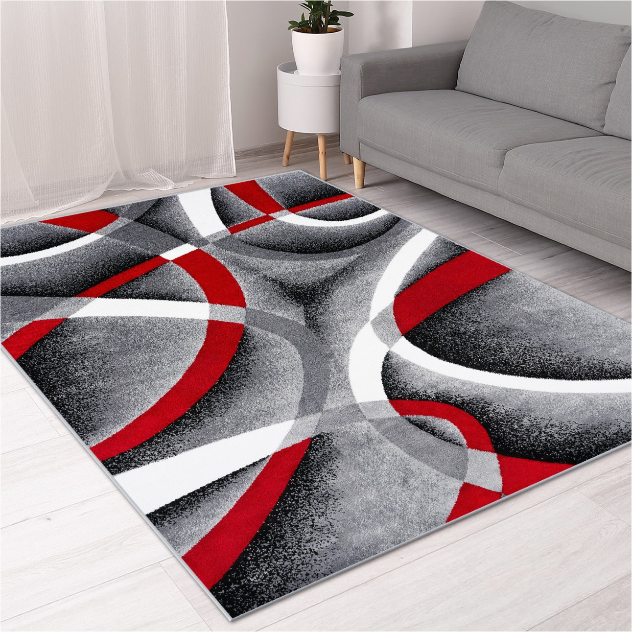 Area Rugs Black and Red Cherine Abstract Black Gray/ivory/red area Rug