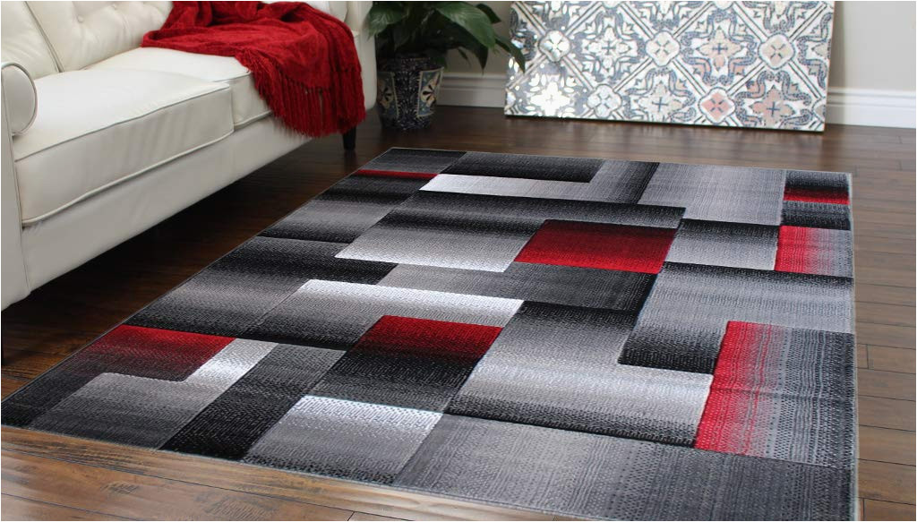 Area Rugs Black and Red Masada Rugs, Modern Contemporary area Rug, Red Grey Black (5 Feet X 7 Feet)