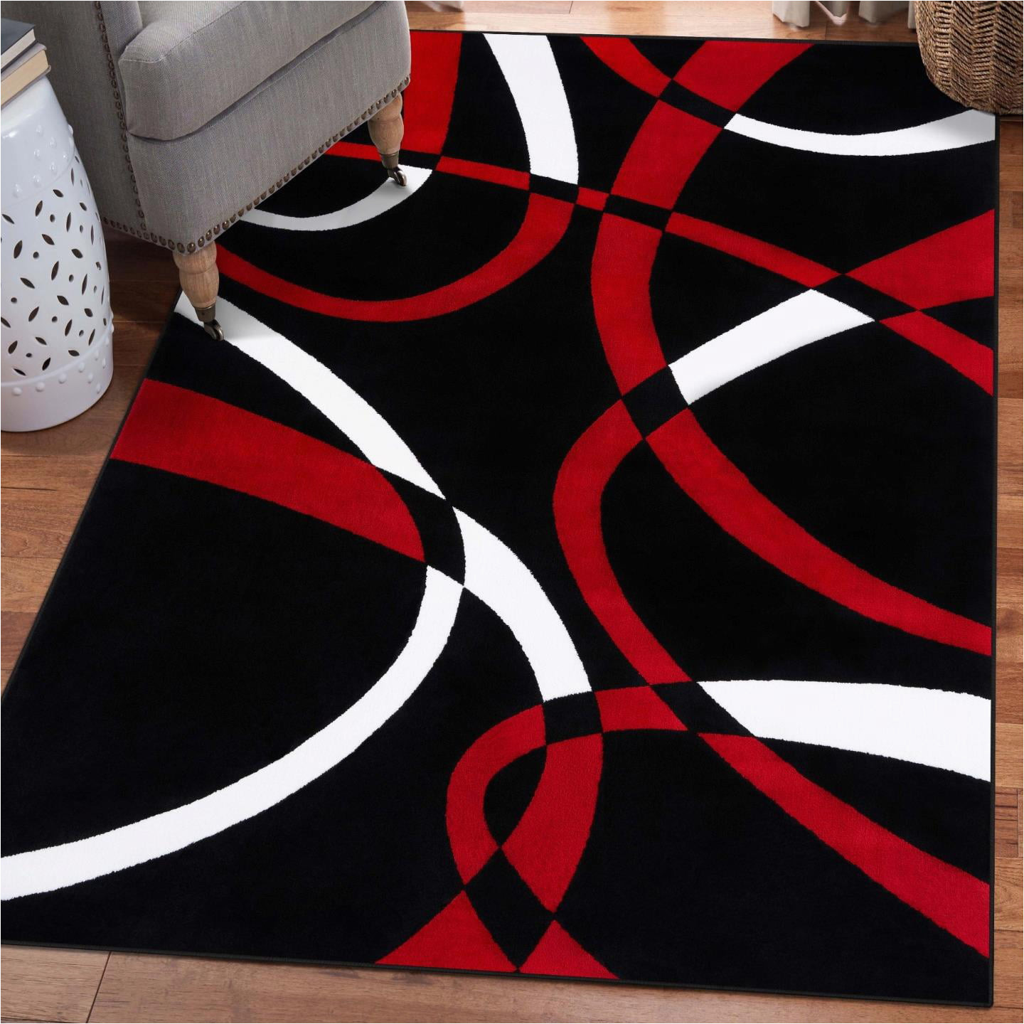 Area Rugs Black and Red Persian area Rugs Red Modern Abstract area Rug 7×10