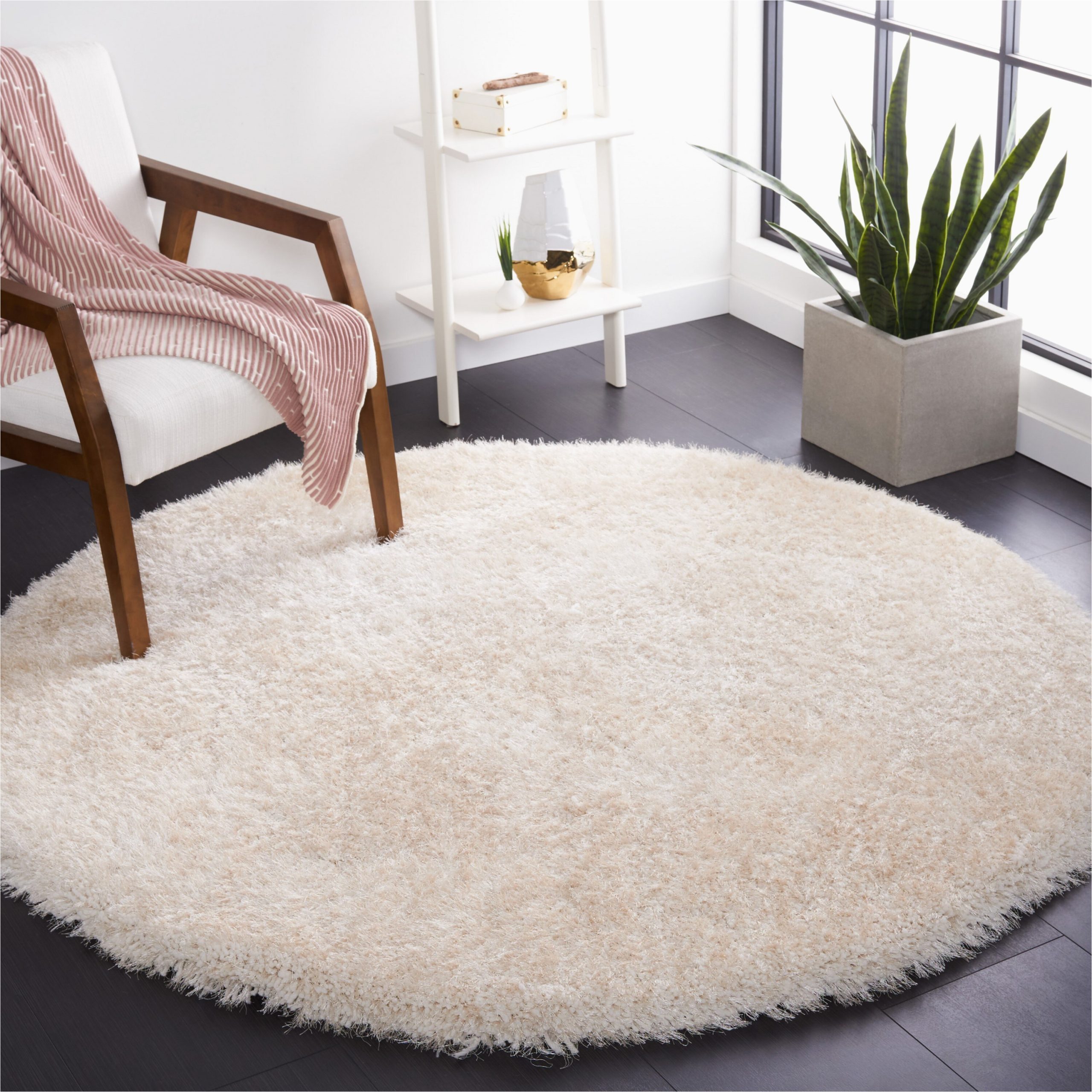 Bilton Hand Tufted Ivory area Rug Safavieh Luxe Shag 6 X 6 Bone Round Indoor solid area Rug In the …