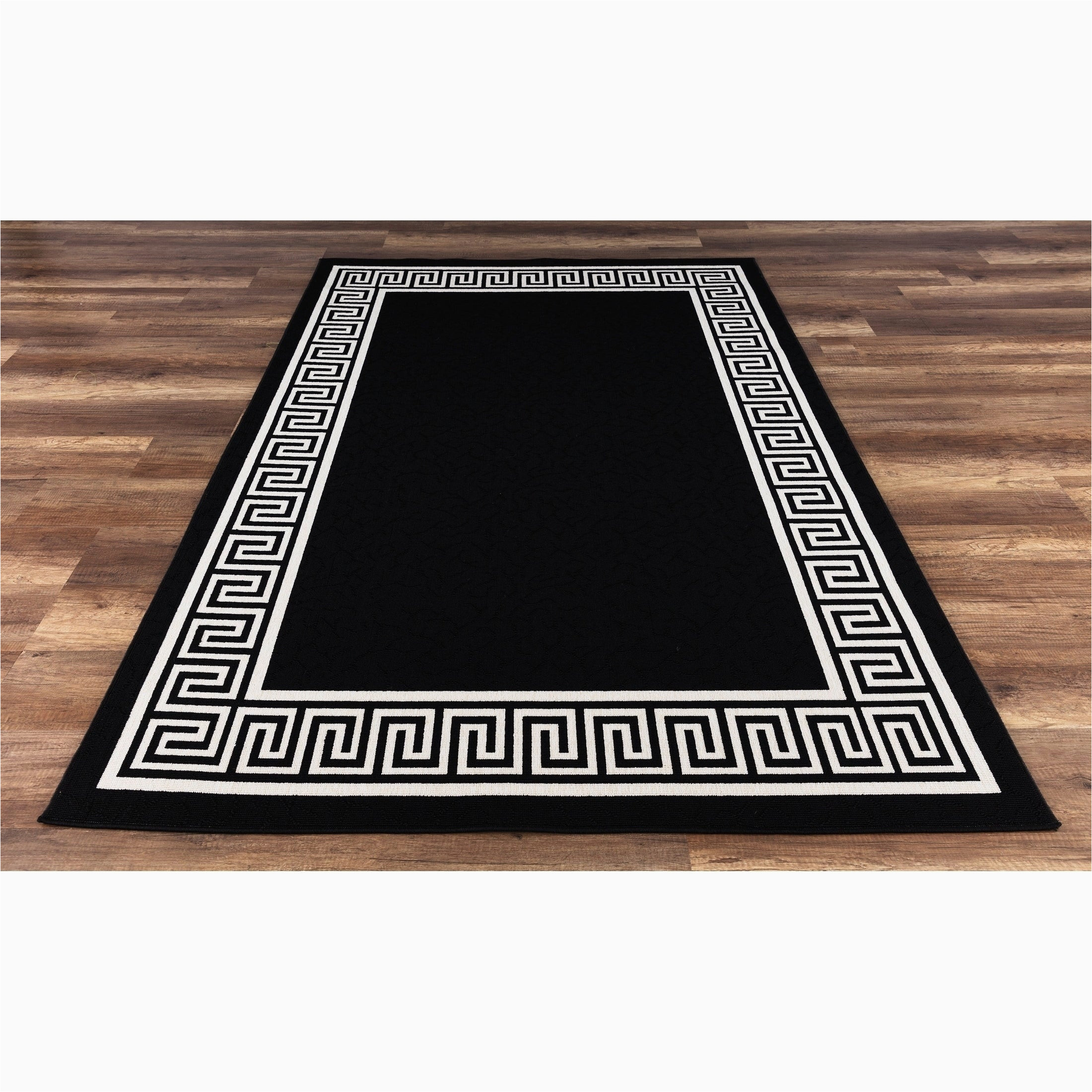 Black area Rug with White Border Gad Greek Key High Quality Indoor Outdoor area Rug Black (as is Item)