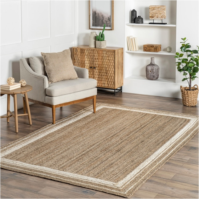 Cheap 10 X 14 area Rugs Nuloom Rikki 10 X 14 Jute Off White Indoor Border area Rug In the …
