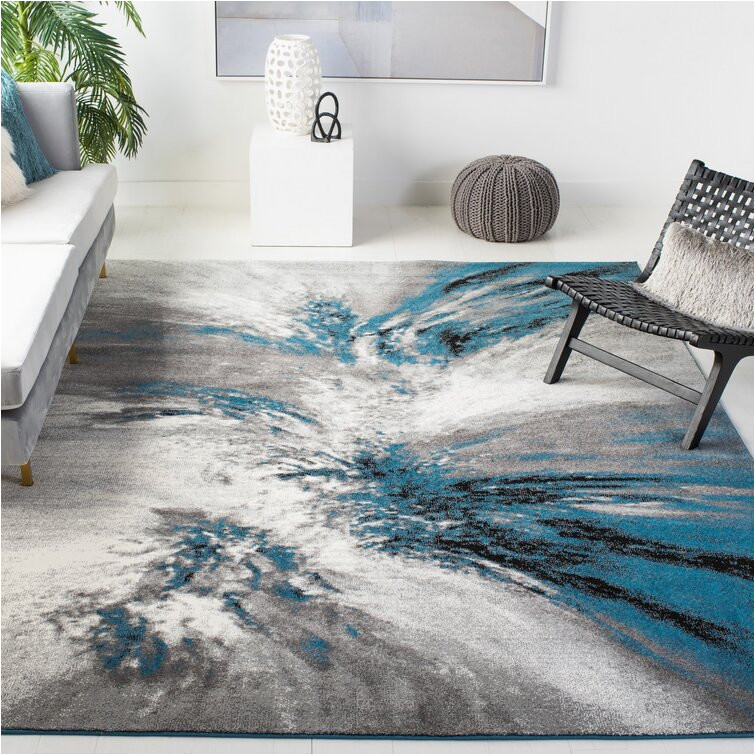 Cooke Industrial Abstract area Rug Donnovan Abstract Blue/gray area Rug