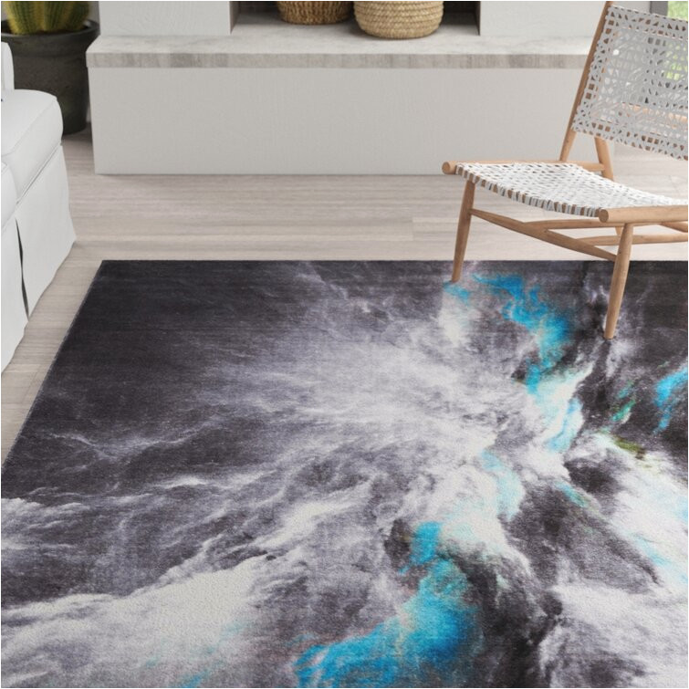 Cooke Industrial Abstract area Rug Teppich Hartshorn In Anthrazit/blau