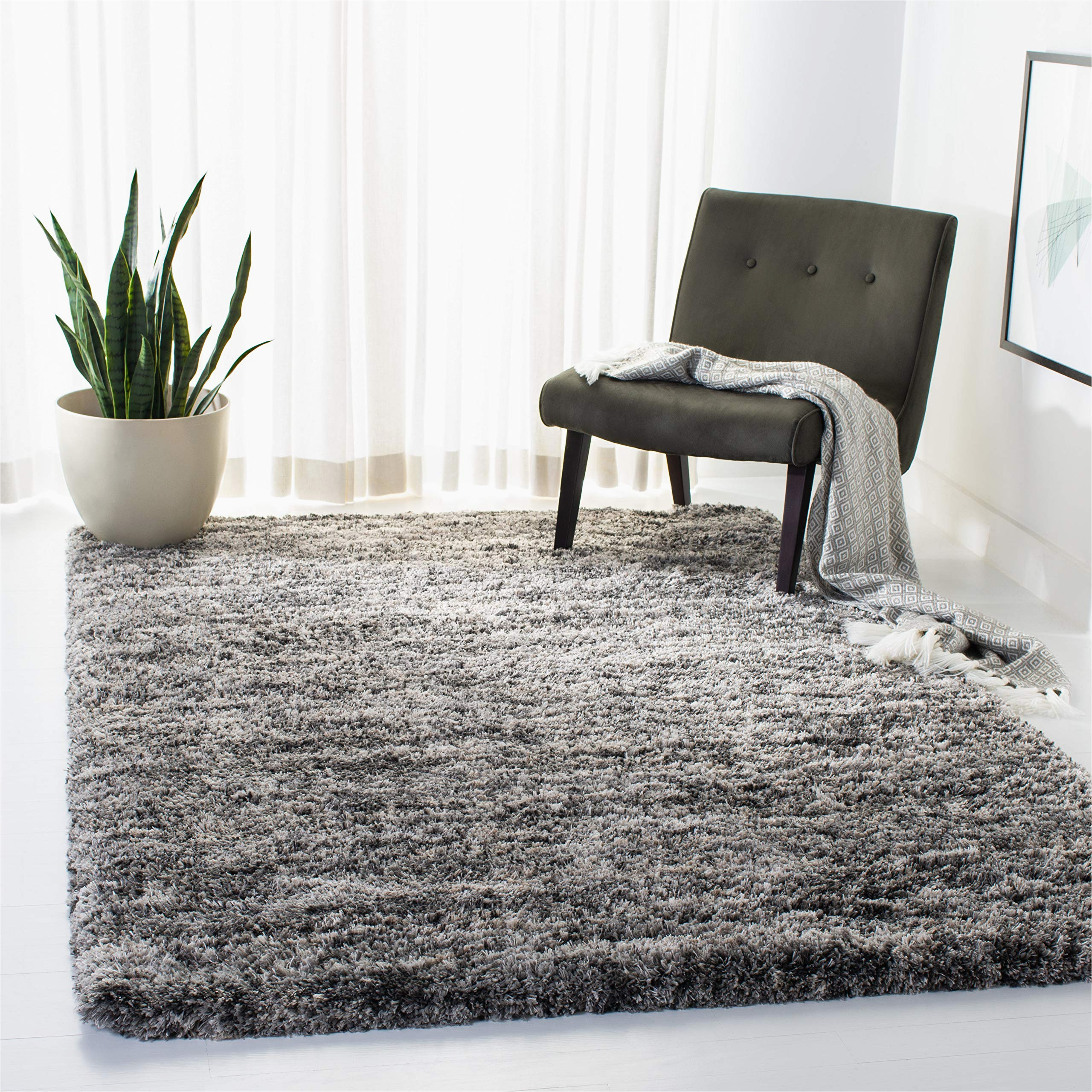 Dark Gray area Rug 8×10 Safavieh Iceland Shag Collection 8′ X 10′ Grey / Dark Grey isg519f Modern Non-shedding Living Room Bedroom Dining Room Entryway Plush 2.6-inch area …