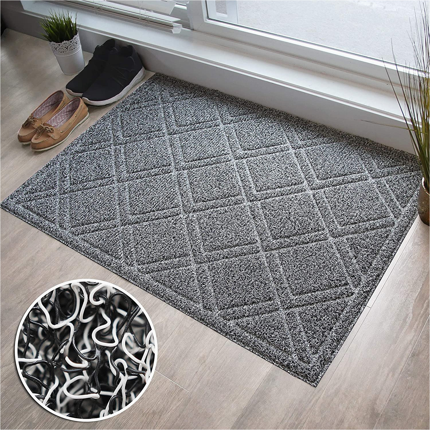 Extra Large Indoor Outdoor area Rugs Brighaus Large Indoor Outdoor Non Slip Heavy Duty Front Door Mat for Outdoor Patio Indoor Entrance Dirty Snow Mud Mud – Black/white, Modern