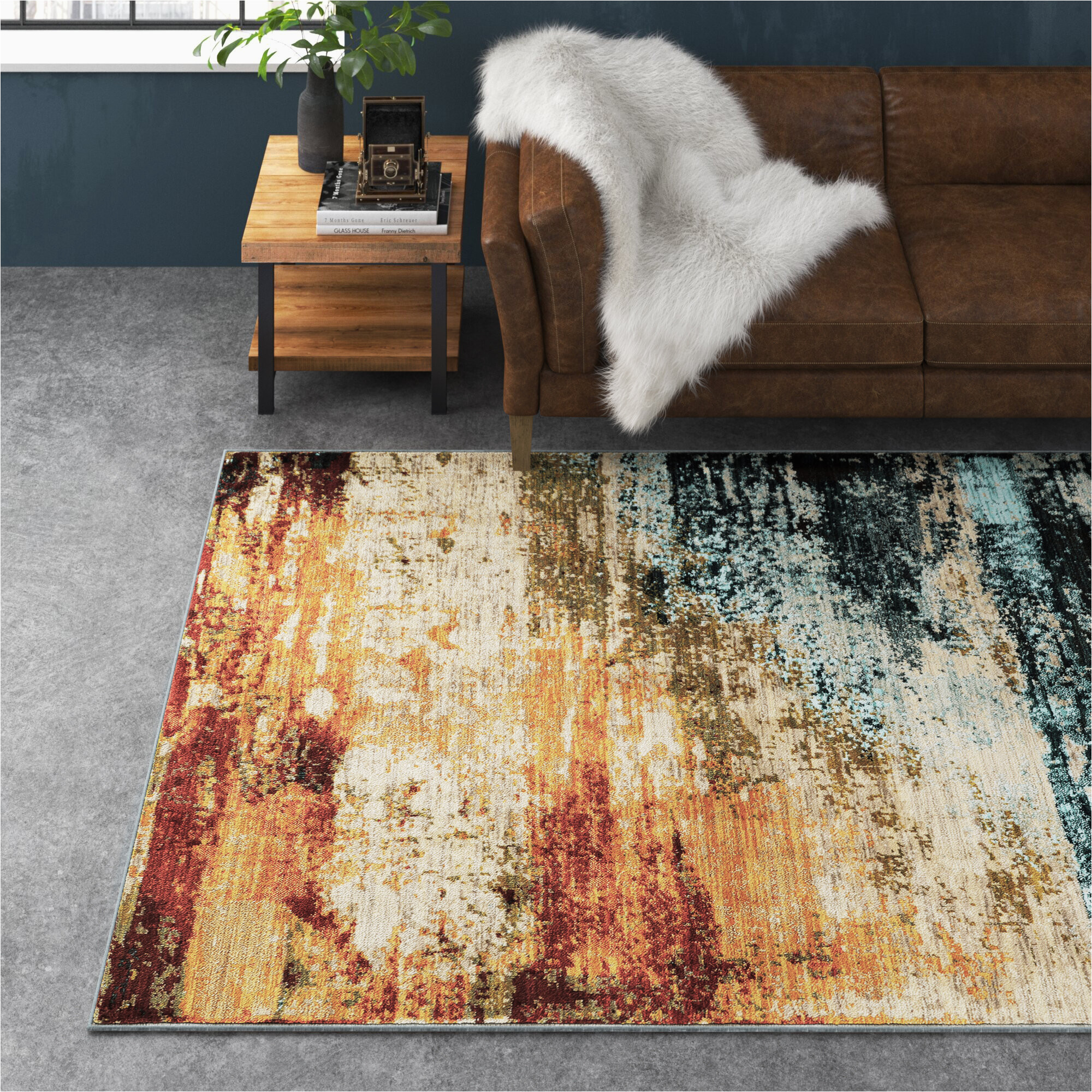 Giannini Abstract Brown Red area Rug Bali Abstract Blue/red area Rug