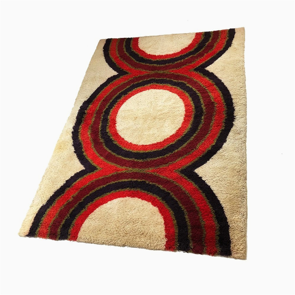 Giannini Abstract Brown Red area Rug Extra Large Danish Modern Wool Rya Rug Tapestry by Hojer Eksport …