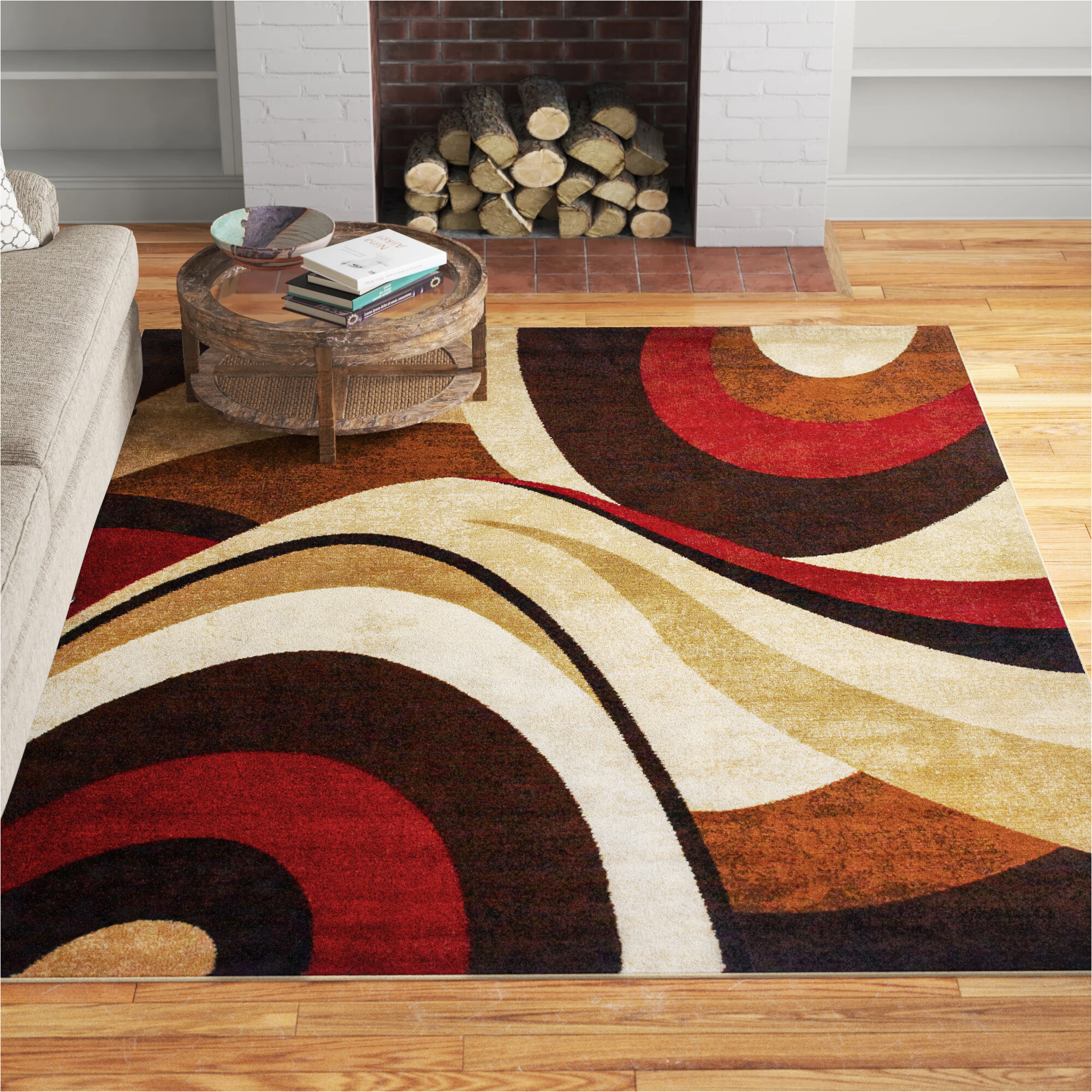 Giannini Abstract Brown Red area Rug Nadell Abstract Brown/beige area Rug