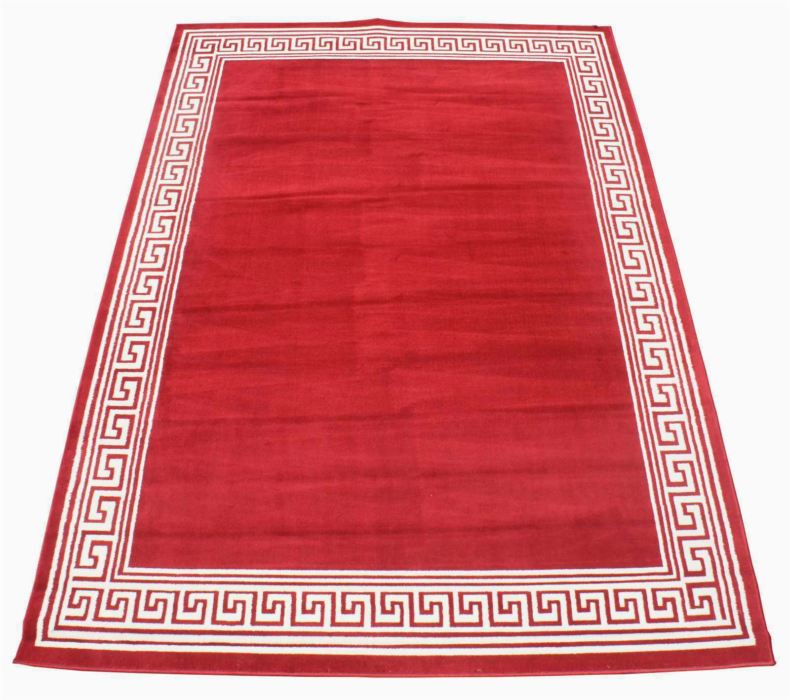 Greek Key area Rug Wool Vintage Taj Mahal Red & White Grecian Greek Key area Rug Carpet Modern 8′ X 11′