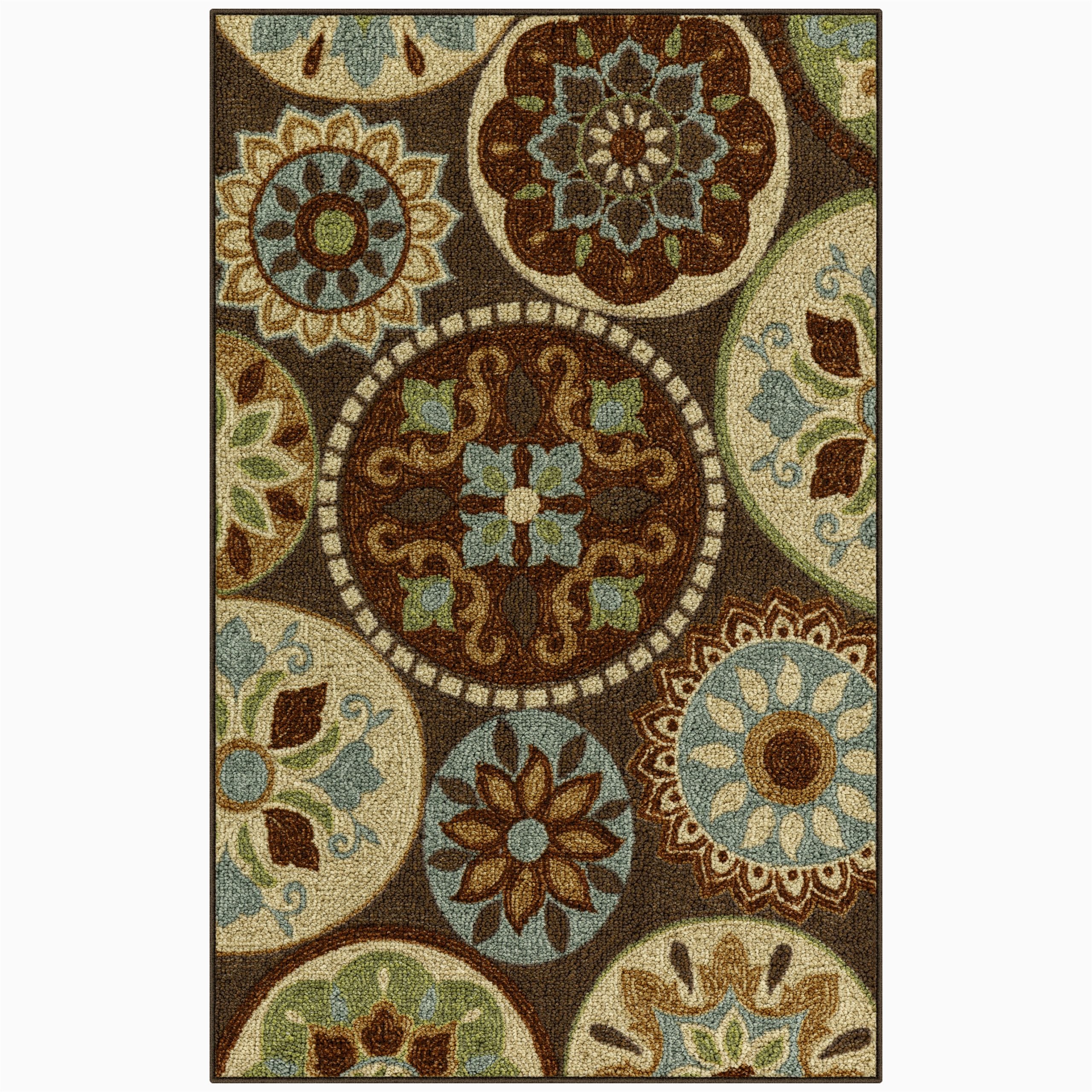 Maples Rugs Medallion area Rug Maples Rugs Scatter Medallion area Rug for Living Room, Brown Multi, 5′ X 7′